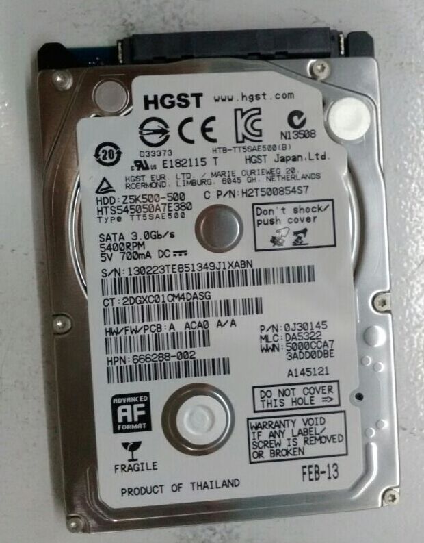 日立数据恢复500GB，HTS545050A7E380笔记本硬盘，摔坏，磁头损坏，开盘数据恢复成功