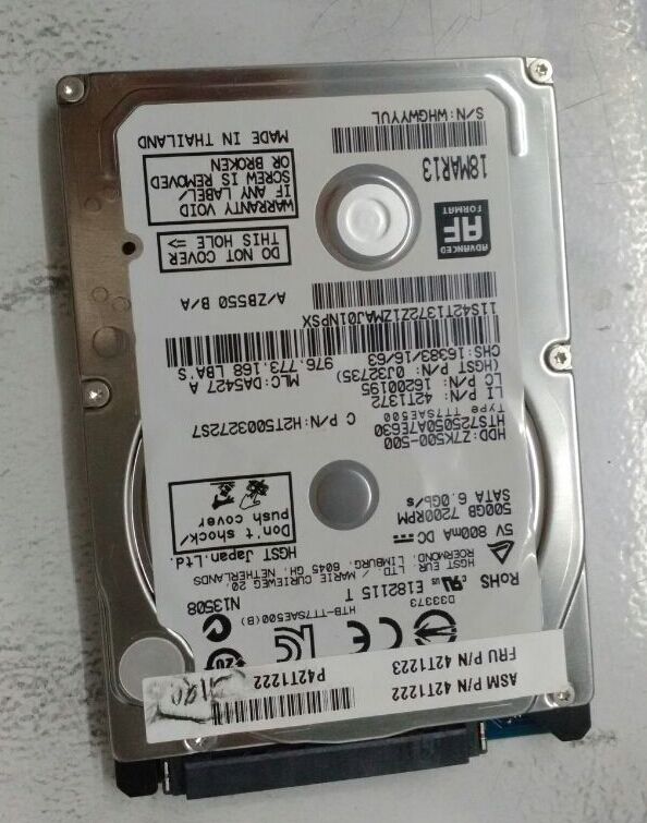 数据恢复日立500GB ，HTS725050A7E630笔记本硬盘，磁头损坏，开盘数据恢复成功